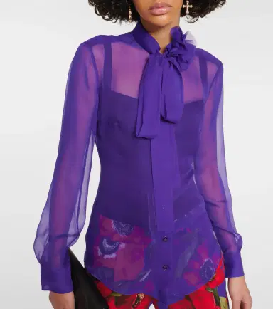 Dolce & Gabbana Tie-neck silk chiffon blouse | Thumbnail 4