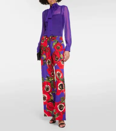 Dolce & Gabbana Tie-neck silk chiffon blouse | Thumbnail 5