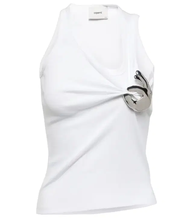 Emoji embellished cotton tank top