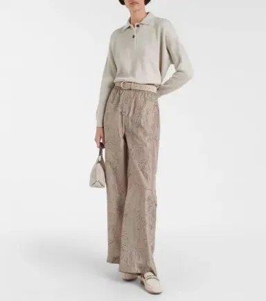 Brunello Cucinelli Floral silk wide-leg pants | Thumbnail 2