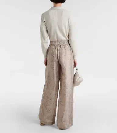 Brunello Cucinelli Floral silk wide-leg pants | Thumbnail 3