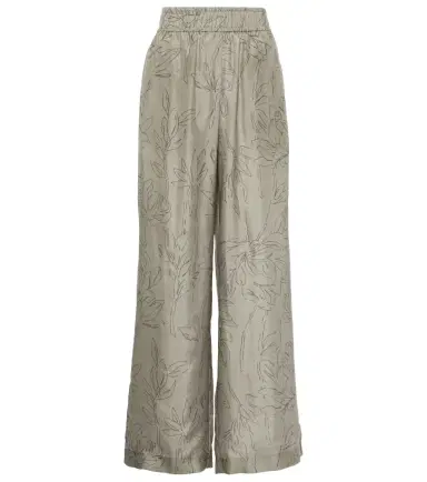Brunello Cucinelli Floral silk wide-leg pants | Thumbnail 1