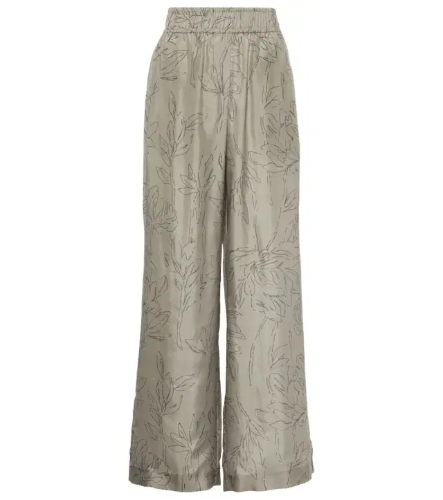 Brunello Cucinelli Floral silk wide-leg pants