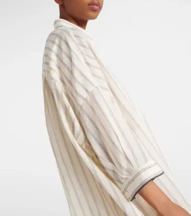 Brunello Cucinelli Striped cotton and silk shirt | Thumbnail 2