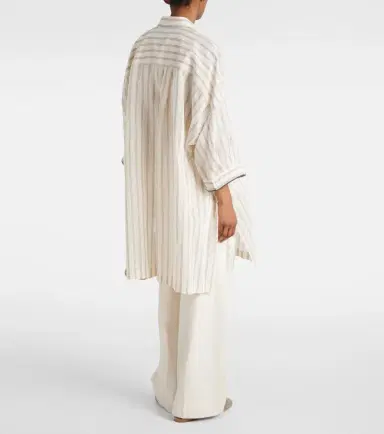 Brunello Cucinelli Striped cotton and silk shirt | Thumbnail 4