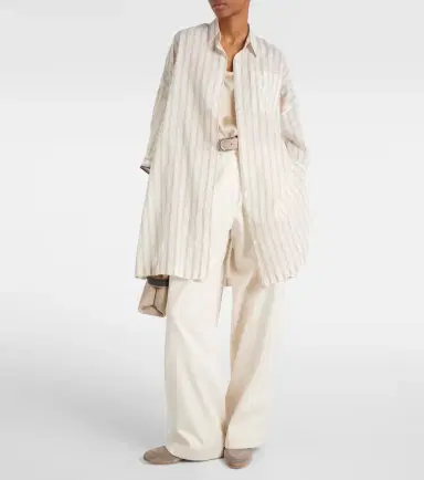 Brunello Cucinelli Striped cotton and silk shirt | Thumbnail 6