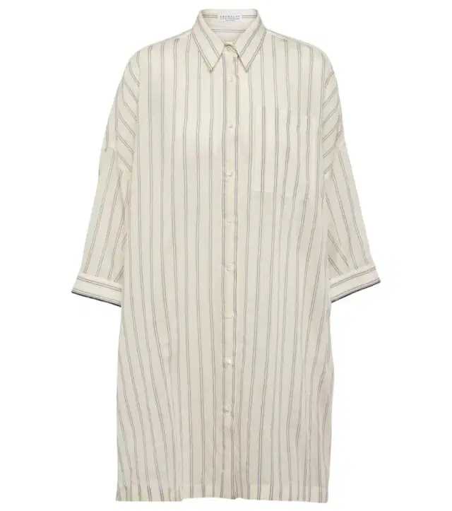 Brunello Cucinelli Striped cotton and silk shirt