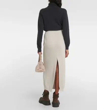 Brunello Cucinelli Ribbed-knit cotton midi skirt | Thumbnail 2