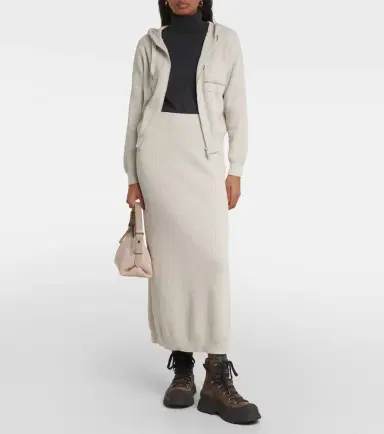 Brunello Cucinelli Ribbed-knit cotton midi skirt | Thumbnail 3