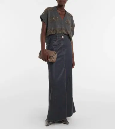 Brunello Cucinelli Denim maxi skirt | Thumbnail 6