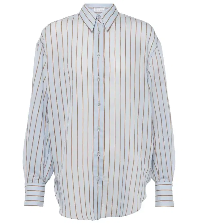 Brunello Cucinelli Cotton-blend lamé shirt
