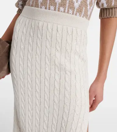 Brunello Cucinelli Knit cotton-blend midi skirt | Thumbnail 2