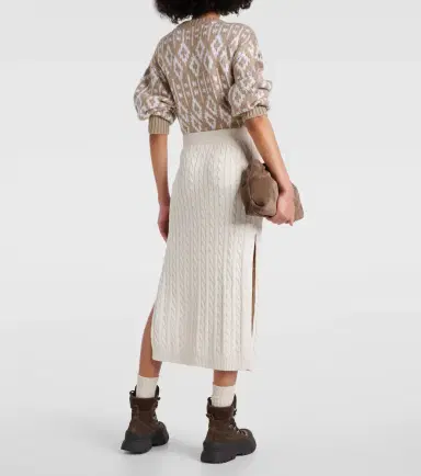 Brunello Cucinelli Knit cotton-blend midi skirt | Thumbnail 5