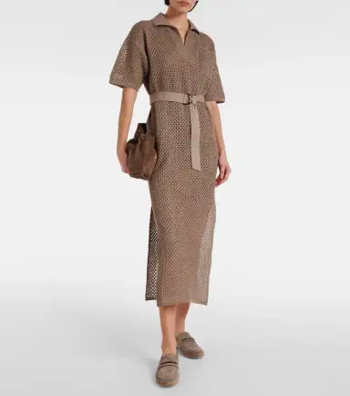 Brunello Cucinelli Cotton mesh polo dress | Thumbnail 2