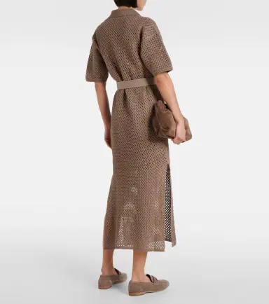 Brunello Cucinelli Cotton mesh polo dress | Thumbnail 4