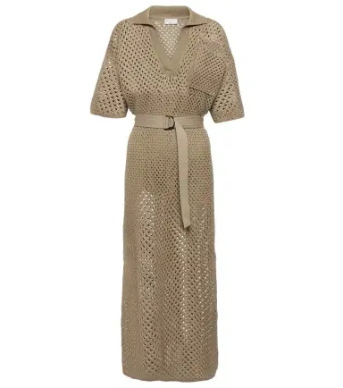 Brunello Cucinelli Cotton mesh polo dress | Thumbnail 1