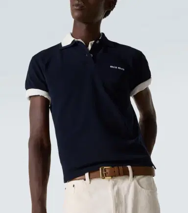 Miu Miu Logo cotton piqué polo shirt | Thumbnail 2