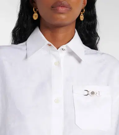 Versace Barocco jacquard cropped cotton shirt | Thumbnail 4