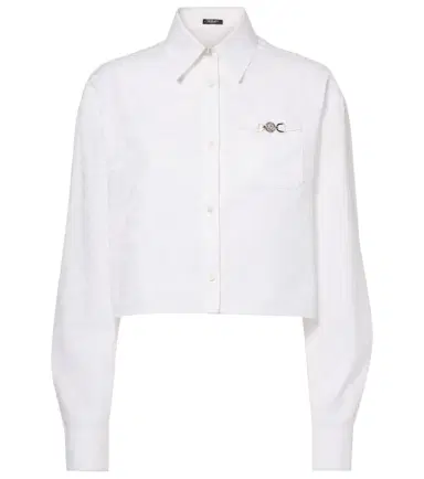 Versace Barocco jacquard cropped cotton shirt | Thumbnail 1