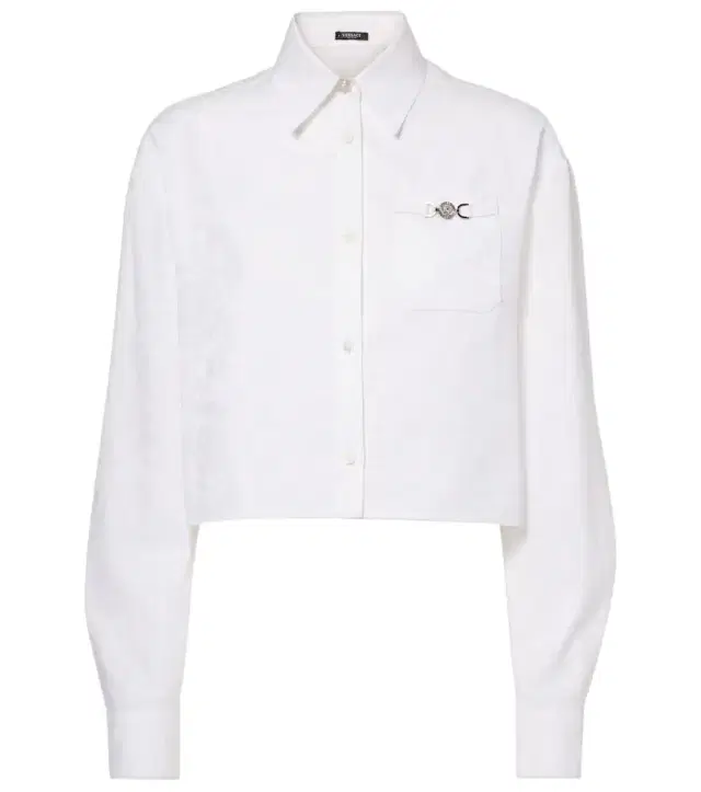 Versace Barocco jacquard cropped cotton shirt