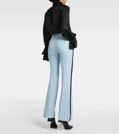 Nina Ricci Velvet-trimmed cady flared pants | Thumbnail 2