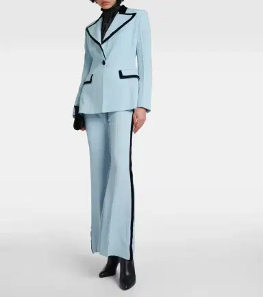Nina Ricci Velvet-trimmed cady flared pants | Thumbnail 5