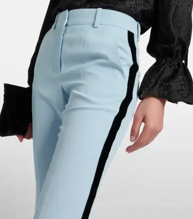 Nina Ricci Velvet-trimmed cady flared pants | Thumbnail 6