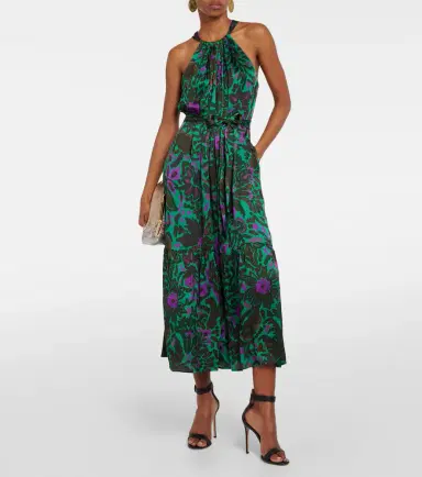 Velvet Kareese printed satin midi dress | Thumbnail 4