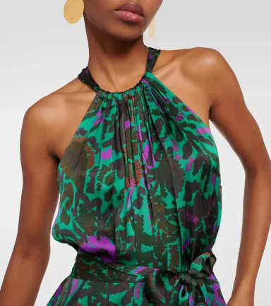 Velvet Kareese printed satin midi dress | Thumbnail 5