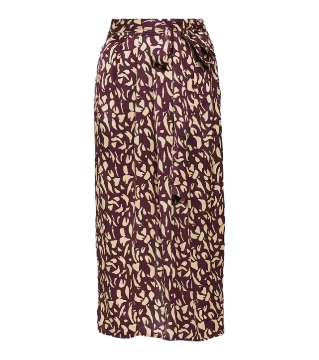 Velvet Juno printed satin midi skirt