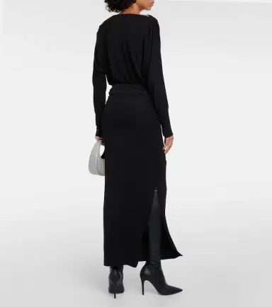 Velvet Hilton ruched jersey midi skirt | Thumbnail 2