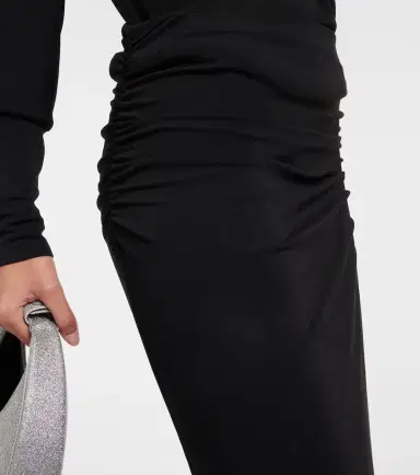 Velvet Hilton ruched jersey midi skirt | Thumbnail 3