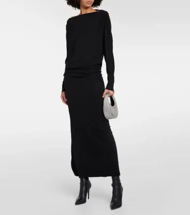 Velvet Hilton ruched jersey midi skirt | Thumbnail 4