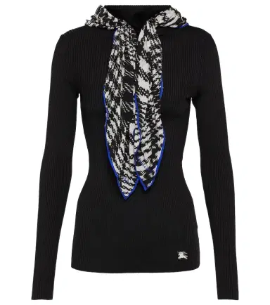 Burberry Scarf-detail ribbed-knit sweater | Thumbnail 1