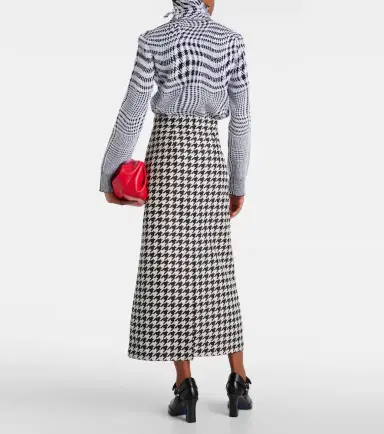 Burberry Houndstooth twill maxi skirt | Thumbnail 3