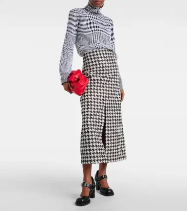Burberry Houndstooth twill maxi skirt | Thumbnail 4