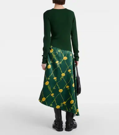 Burberry Printed jersey and satin midi dress | Thumbnail 4