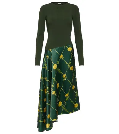 Burberry Printed jersey and satin midi dress | Thumbnail 1
