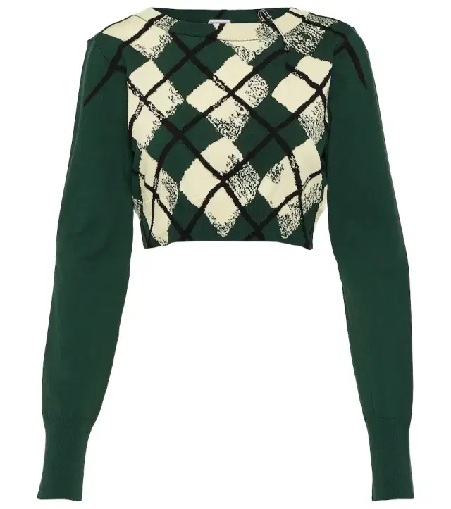 Burberry Argyle cropped cotton sweater