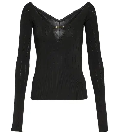 Jacquemus Le Haut Pralu logo ribbed-knit top | Thumbnail 1