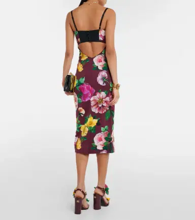 Dolce & Gabbana Floral silk-blend bustier midi dress | Thumbnail 3