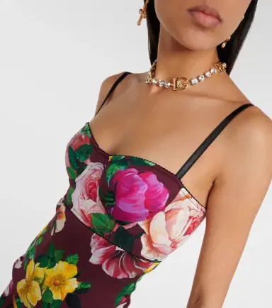 Dolce & Gabbana Floral silk-blend bustier midi dress | Thumbnail 5