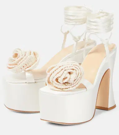 Magda Butrym Floral-appliqué satin platform sandals | Thumbnail 3