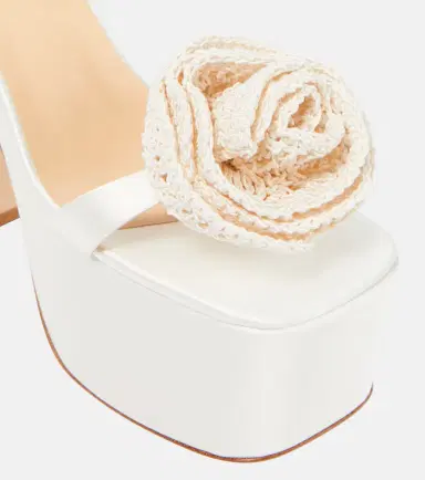 Magda Butrym Floral-appliqué satin platform sandals | Thumbnail 4