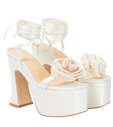 Magda Butrym Floral-appliqué satin platform sandals | Thumbnail 1