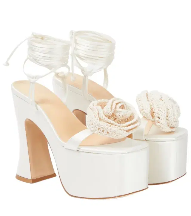Magda Butrym Floral-appliqué satin platform sandals