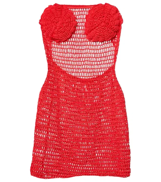 Anna Kosturova Camellia cotton crochet bustier dress