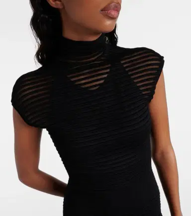 Alaïa Alaïa Striped crêpe-paneled gown | Thumbnail 3
