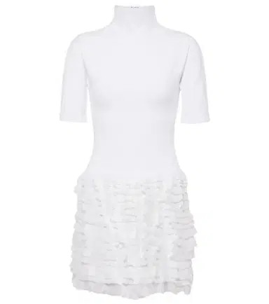 Alaïa Alaïa Ruffled high-neck jersey minidress | Thumbnail 1