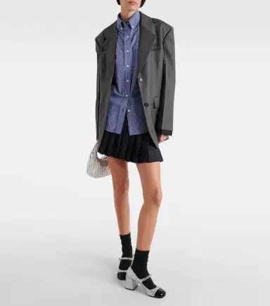 Miu Miu Logo cotton poplin shirt | Thumbnail 2